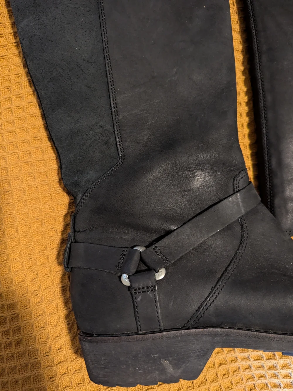 Women’s Tall Black Leather Zip Boots, 8